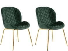 Danish Style Jedilni stoli Miranda (SET 2), žamet, temno zelena