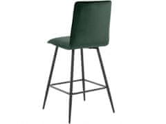 Danish Style Barski stol Zelta (SET 2), žamet, temno zelen