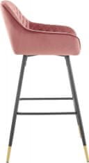 Danish Style Barski stol Bradley, žamet, roza