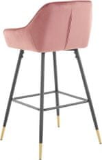 Danish Style Barski stol Bradley, žamet, roza