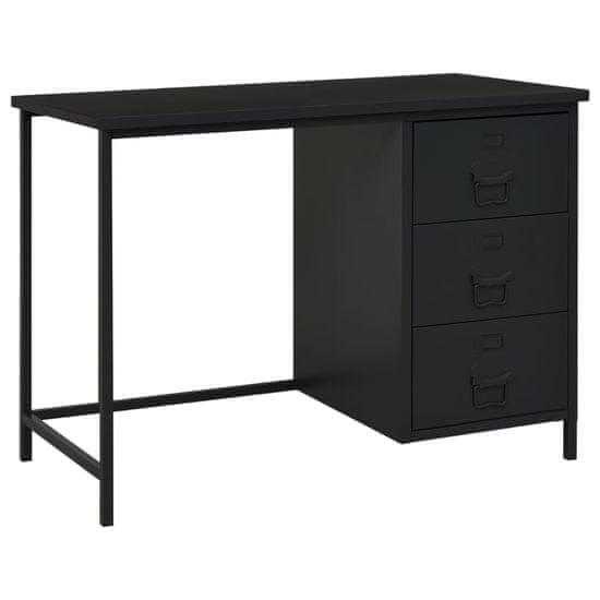 Vidaxl Industrijska pisalna miza s predali črna 105x52x75 cm jeklo