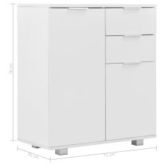 Vidaxl Komoda visok sijaj bela 71x35x80 cm iverna plošča