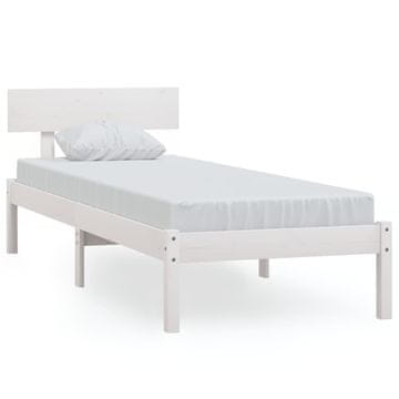 Vidaxl Posteljni okvir bel iz trdne borovine 90x190 cm