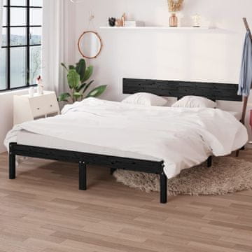 shumee vidaXL Posteljni okvir črne barve iz masivnega lesa 120x190 cm dvojna postelja