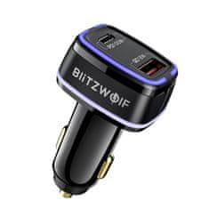 Blitzwolf BW-SD8 avto polnilec USB / USB-C 100W, črna