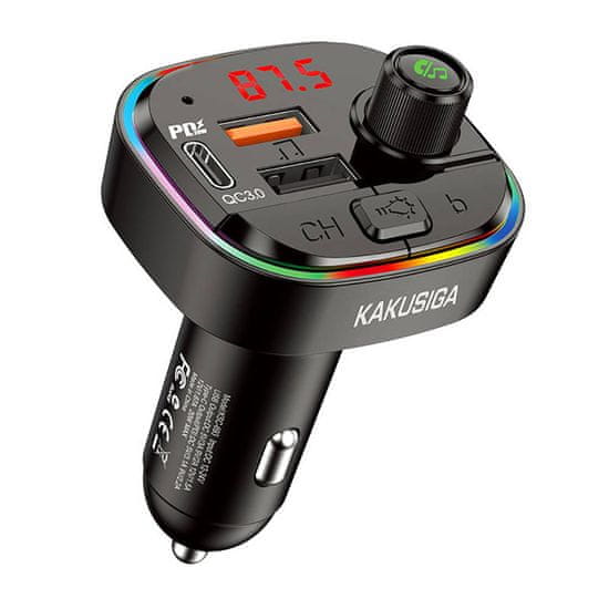 Kaku KSC693 Bluetooth FM Transmitter avto polnilec 2x USB / USBC, črna mimovrste=)