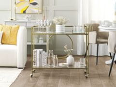 Beliani Kuhinjski voziček s steklenim vrhom zlati KERRY