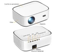 K45 prenosni LED projektor, Full HD, Android, WiFi, Bluetooth, 1 GB + 16 GB, bel