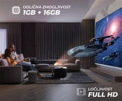 Byintek K45 prenosni LED projektor, Full HD, Android, WiFi, Bluetooth, 1 GB + 16 GB, bel
