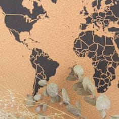 Alum online Stenski zemljevid sveta iz plute - naravni, črni L