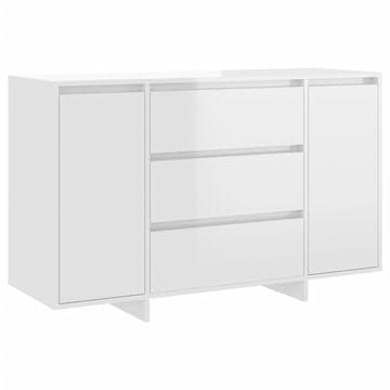 Vidaxl Komoda s 3 predali visok sijaj bela 120x41x75 cm iverna plošča