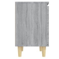 Greatstore Nočna omarica z lesenimi nogami siva sonoma 40x30x50 cm