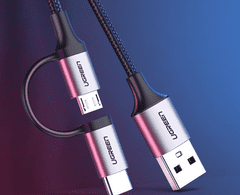Ugreen kabel USB-A na Micro USB in USB-C, pleten, 1 m (30875)