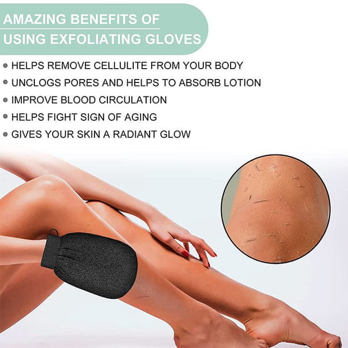 Netscroll 2x piling rokavica za odstranitev odmrle celice kože, rokavice za piling, ki kožo pripravi na depilacijo ali nanos samoporjavitvene kreme, izboljša vpijanje kreme, večkratna uporaba, ScrubGlove