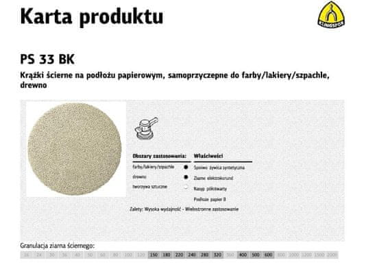 KLINGSPOR Samolepilni brusilni disk 225mm PS33BK gr.220 /50ks.