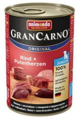 Animonda mokra hrana za mlade pse GranCarno, govedina + puranje srce, 6 x 400 g