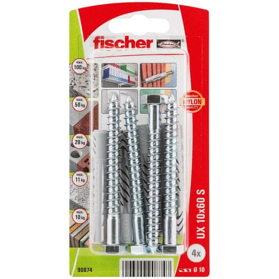 Vložek UX z vijakom 10x60 S K (4kos) - Fischer