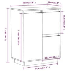 Vidaxl Komoda medeno rjava 60x34x75 cm trdna borovina