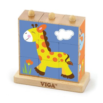Viga Toys VIGA Safari drsne kocke, 9 kock