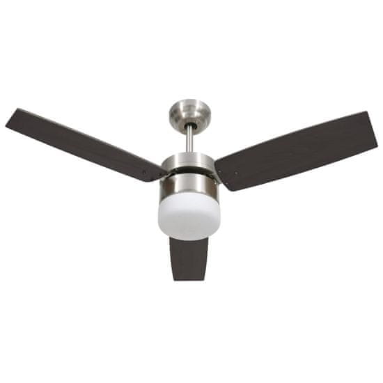 Vidaxl Stropni ventilator z lučjo in daljincem 108 cm temno rjav