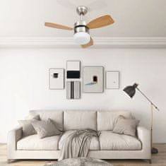 Vidaxl Stropni ventilator z lučjo in daljincem 76 cm svetlo rjav