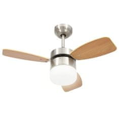 Vidaxl Stropni ventilator z lučjo in daljincem 76 cm svetlo rjav