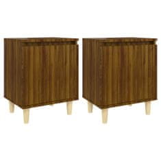 Greatstore 2 nočni omarici z lesenimi nogami, rjavi hrast, 40x30x50 cm