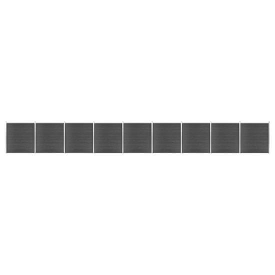 shumee Komplet ograjnih panelov WPC 1564x186 cm črn