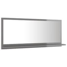 Vidaxl Kopalniško ogledalo visok sijaj sivo 90x10,5x37 cm iverna pl.