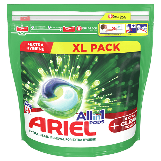 Ariel Extra Clean detergent v kapsulah, 46 kapsul