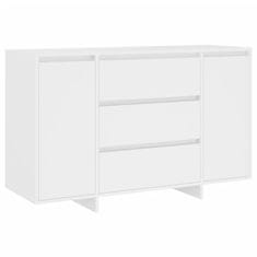 Vidaxl Komoda s 3 predali bela 120x41x75 cm iverna plošča
