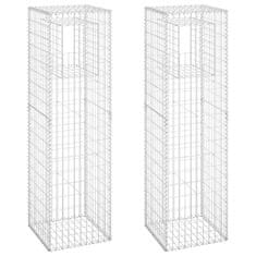 Vidaxl Gabionska košara steber 2 kosa 50x50x180 cm železo
