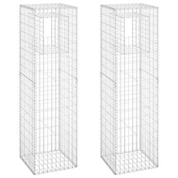 Vidaxl Gabionska košara steber 2 kosa 50x50x180 cm železo