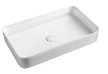 SAPHO Elegantno pravokotno keramično umivalnik 65x40cm za desko, bela