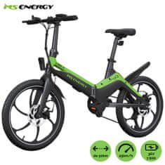 MS ENERGY i10 električno kolo, zložljivo, 250 W motor, 6 prestav Shimano, črno-zelen