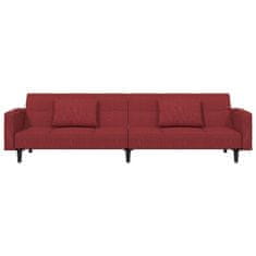 Greatstore 2-sedežni kavč z blazinami in naslonom za noge, rdeč, žamet