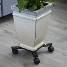 Greatstore Nature Nastavljiv voziček za rastline, 4-kraki, kovinski, črn