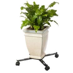 Vidaxl Nature Nastavljiv voziček za rastline, 4-kraki, kovinski, črn