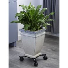 Greatstore Nature Nastavljiv voziček za rastline, 4-kraki, kovinski, črn