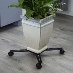 Vidaxl Nature Nastavljiv voziček za rastline, 4-kraki, kovinski, črn
