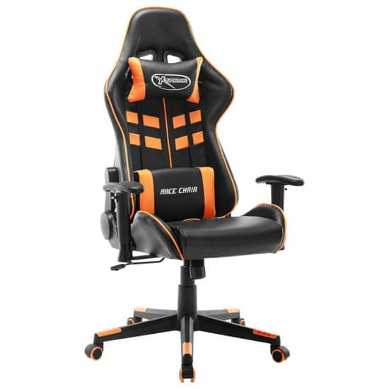 Greatstore Gaming stol črno in oranžno umetno usnje