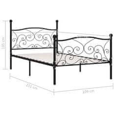Vidaxl Posteljni okvir z letvenim dnom črn kovinski 100x200 cm