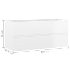 shumee Omarica za umivalnik visok sijaj bela 100x38,5x45 cm iverna pl.