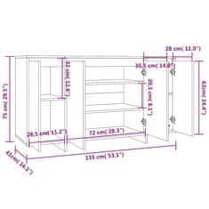 Vidaxl Komoda črna 135x41x75 cm iverna plošča