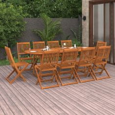 Vidaxl Vrtna jedilna garnitura 11-delna 220x90x75cm trden akacijev les