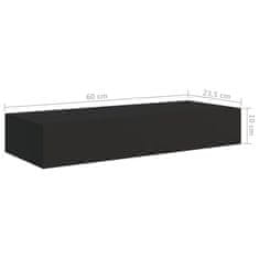 Greatstore Stenska polica s predalom 2 kosa črna 60x23,5x10 cm mediapan