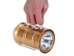Alum online Solarna LED svetilka za kampiranje z strobo učinkom - zlata