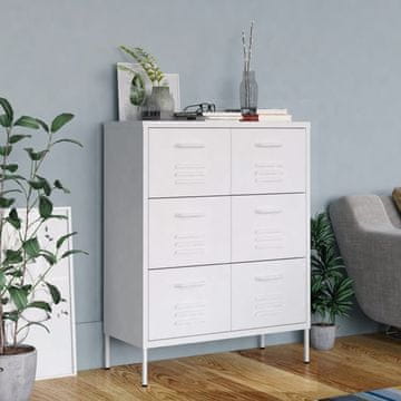 Vidaxl vidaXL Predalnik bela 80x35x101,5 cm jeklo