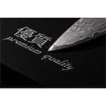 G21 Komplet nožev Damascus Premium v bambusovem bloku, škatla, 3 kosi + brusilni kamen