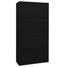 Vidaxl Pisarniška omara črna 90x40x180 cm jeklo in kaljeno steklo